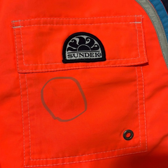 Sundek Iconic Taffeta Mid-length Swim Trunks Board Shorts Men's Size 30 Orange - Picture 5 of 12